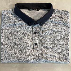 UNRL Men’s Harvest Polo - Nine Iron / Navy Blue Pattern - Size 2XL Golf Polo